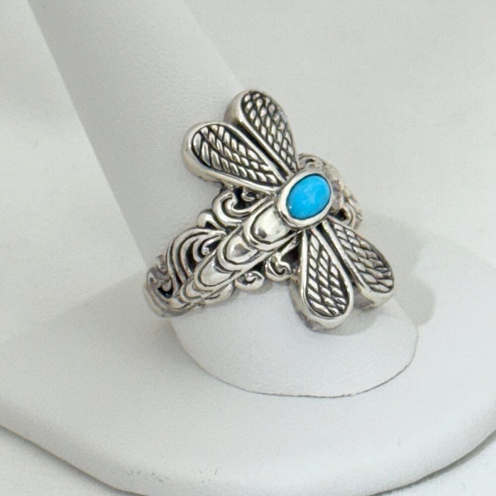 Vintage Bali Sterling Silver Dragonfly Ring w/Turquoise - Size 11 - NWT